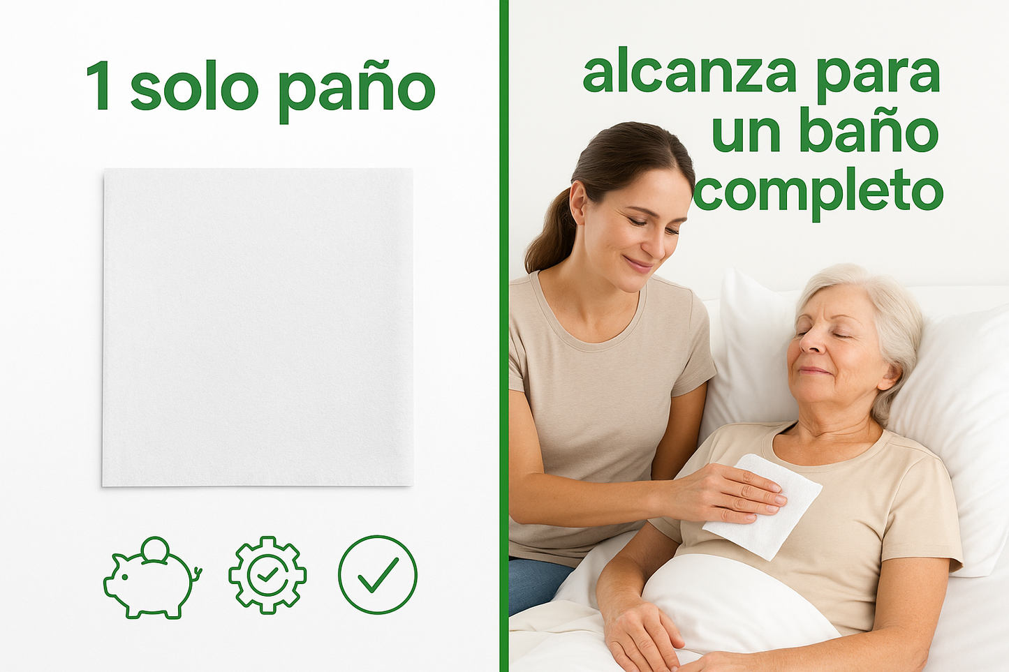 Paños Jabonosos Desechables – Baño en Seco Sin Enjuague | Cuidado Digno para Personas en Cama o con Movilidad Reducida | Cero irritante | 10 Piezas | Año Cero