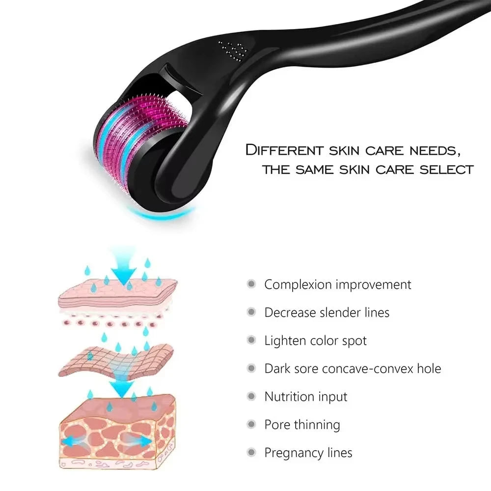 Microneedling Facial y Capilar – Derma Roller 540 para Barba, Cabello y Piel