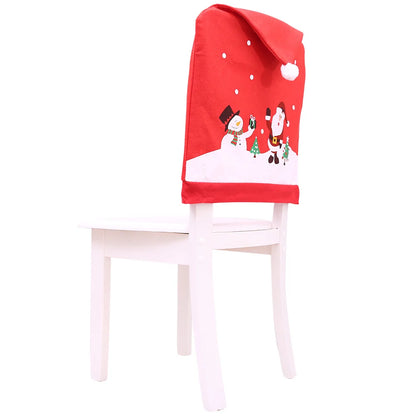 Xmas Chair Cover Dining Table Santa Claus Snowman