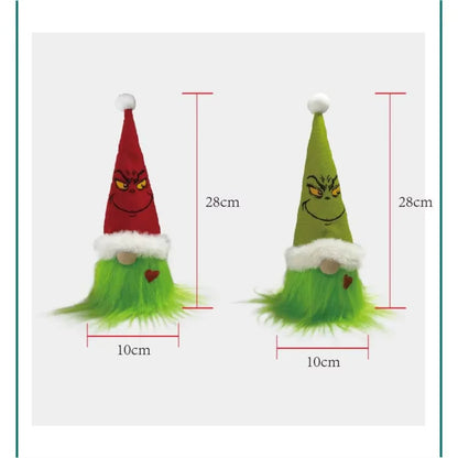 Grinch Christmas Gnome Handmade Grinch Ornament Plush Elf Doll