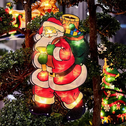 LED Christmas Lights Waterproof Snowman Santa Claus Sucker Lights Window Hanging Ornaments New Year Christmas Decor For Home