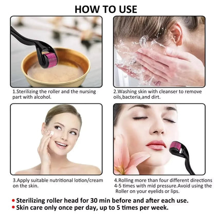 Microneedling Facial y Capilar – Derma Roller 540 para Barba, Cabello y Piel